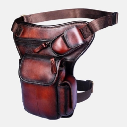 Miesten Aito Nahka Multi-Carry Retro 7 Tuuman Puhelinkamera Ulkona Vyötärölaukku Crossbody Laukku