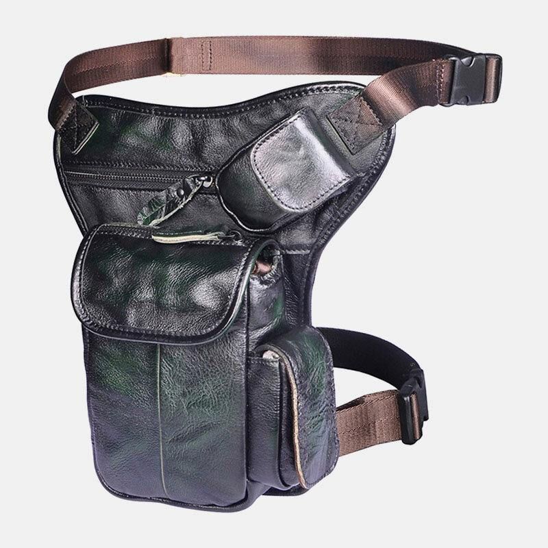 Miesten Aito Nahka Multi-Carry Retro 7 Tuuman Puhelinkamera Ulkona Vyötärölaukku Crossbody Laukku