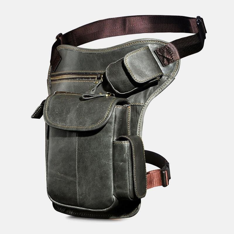 Miesten Aito Nahka Multi-Carry Retro 7 Tuuman Puhelinkamera Ulkona Vyötärölaukku Crossbody Laukku