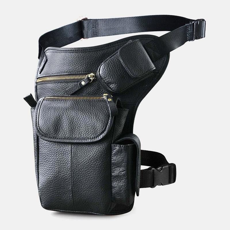 Miesten Aito Nahka Multi-Carry Retro 7 Tuuman Puhelinkamera Ulkona Vyötärölaukku Crossbody Laukku