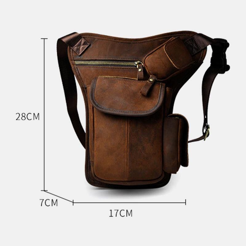 Miesten Aito Nahka Multi-Carry Retro 7 Tuuman Puhelinkamera Ulkona Vyötärölaukku Crossbody Laukku