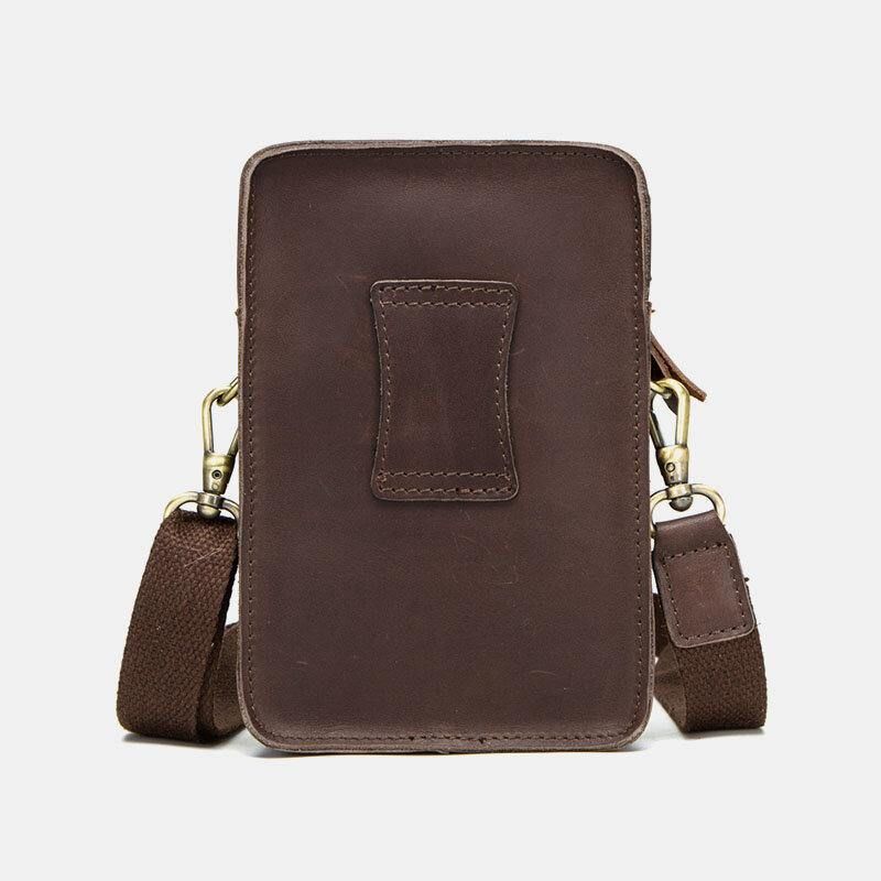 Miesten Aito Nahka Retro Casual Outdoor Multi-Carry Puhelinlaukku Crossbody Laukku Vyötärölaukku 5.8 Tuuman Puhelimeen