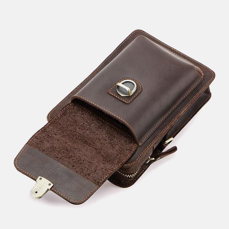 Miesten Aito Nahka Retro Casual Outdoor Multi-Carry Puhelinlaukku Crossbody Laukku Vyötärölaukku 5.8 Tuuman Puhelimeen