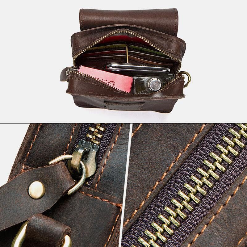 Miesten Aito Nahka Retro Casual Outdoor Multi-Carry Puhelinlaukku Crossbody Laukku Vyötärölaukku 5.8 Tuuman Puhelimeen