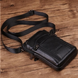 Miesten Aito Nahkainen Lehmännahkainen 6-7 Tuuman Puhelinlaukku Multi-Carry Crossbody Laukku Vyölenkillä