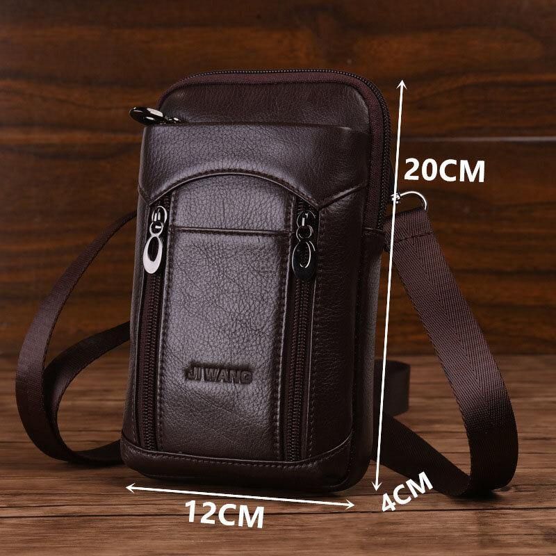 Miesten Aito Nahkainen Lehmännahkainen 6-7 Tuuman Puhelinlaukku Multi-Carry Crossbody Laukku Vyölenkillä