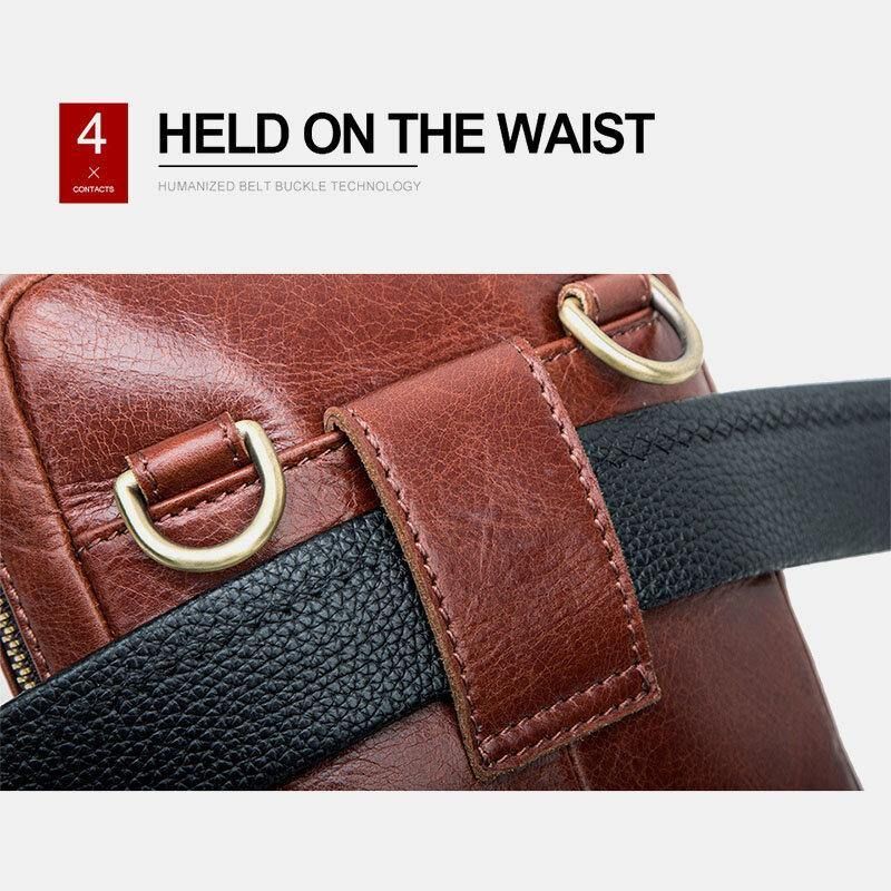 Miesten Aito Nahkainen Retromuoti 5.8 Tuuman Puhelinlaukku Multi-Carry Crossbody-Laukku Vyötärölaukku