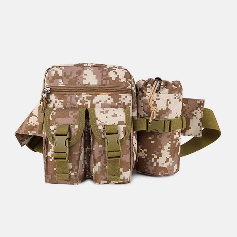 Miesten Nylon Naamiointi Tactical Outdoor Monitoiminen Rento Urheilu Ratsastus Kalastusvarustelaukku Vyötärölaukku Vesipullolaukku