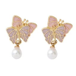 Yksinkertainen Butterfly Pearl Korvakorut Alloy Butterfly Pearl