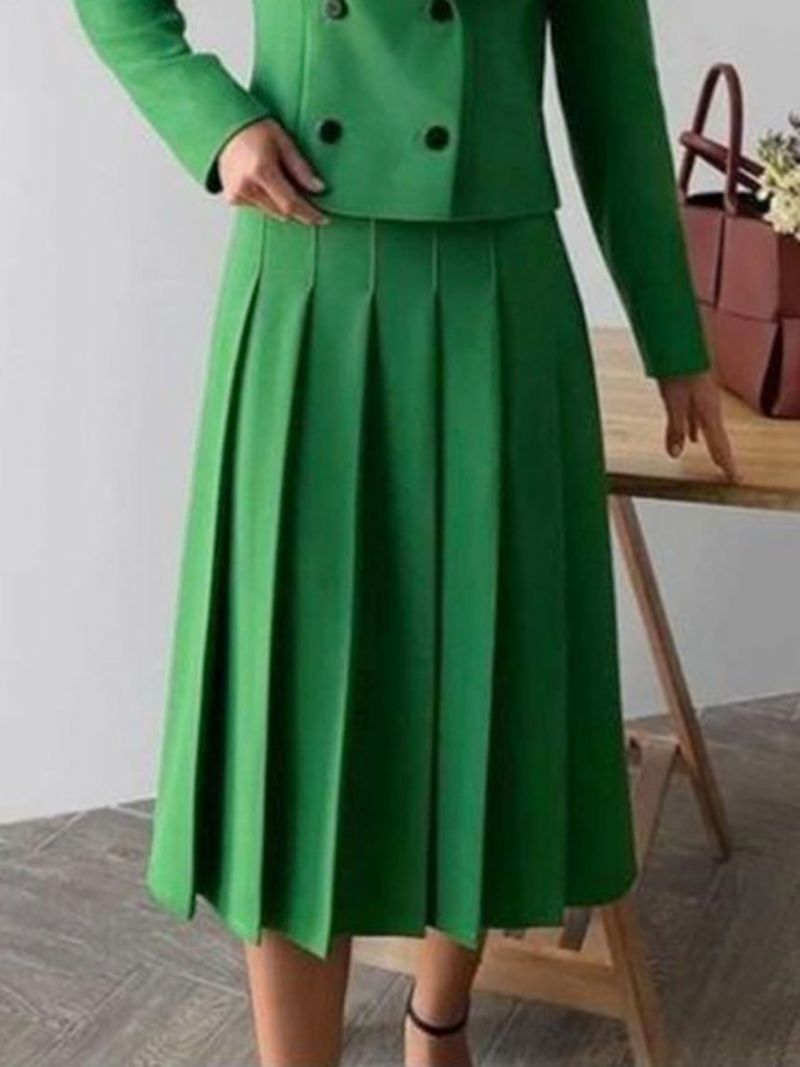 Daily Plain Green Regular Fit Elegantti Hame