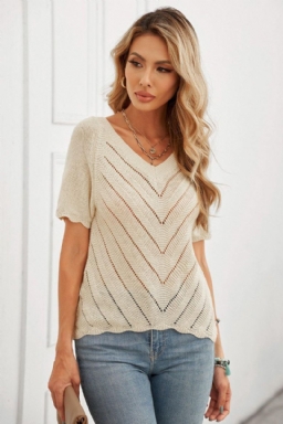 Eyelet Knit Scalloped Trim Toppi