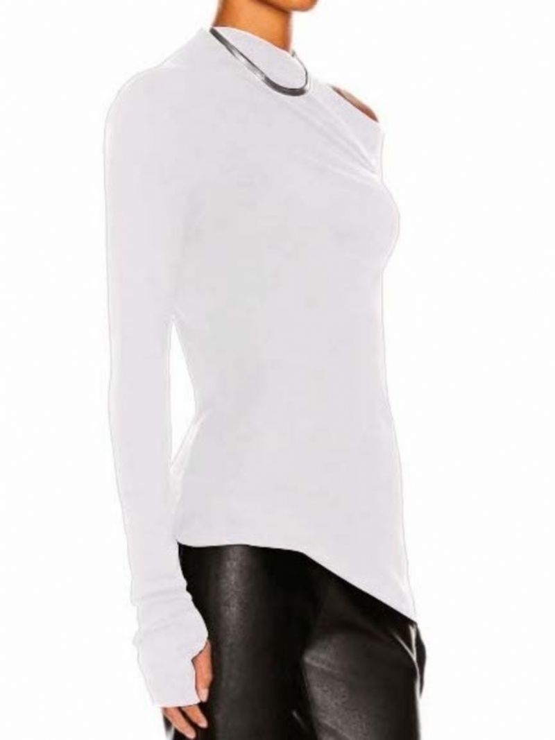 Fall One Shoulder Cotton Skinny Elegant Simple Lady Topit