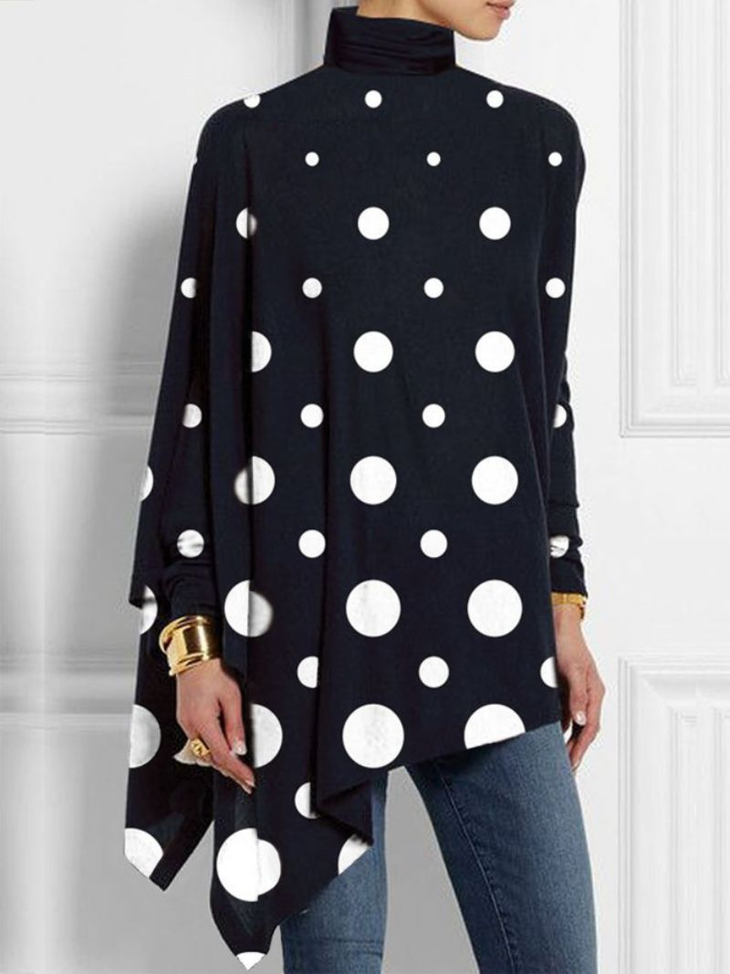 Pitkähihainen Polka Dots Turtleneck Simple T-Paita