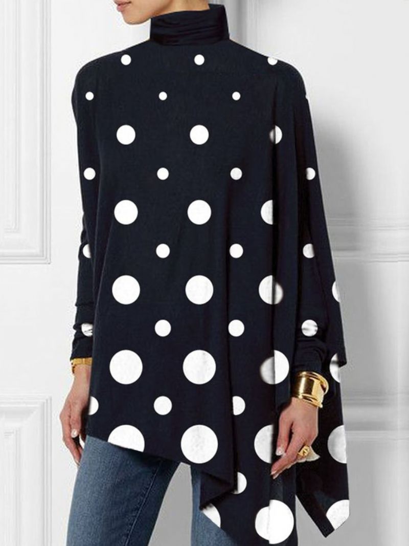 Pitkähihainen Polka Dots Turtleneck Simple T-Paita