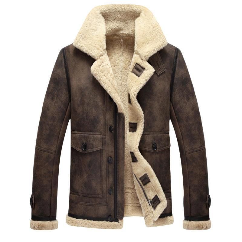 Charmkpr Miesten Biker-Takki Big Pocket Shearling Keinonahkaa