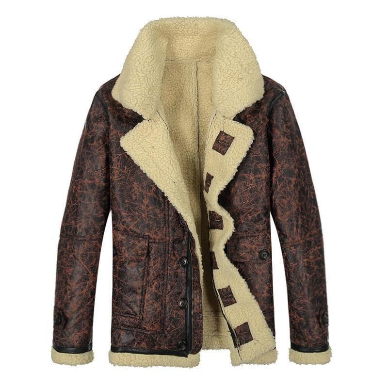 Charmkpr Miesten Biker-Takki Big Pocket Shearling Keinonahkaa