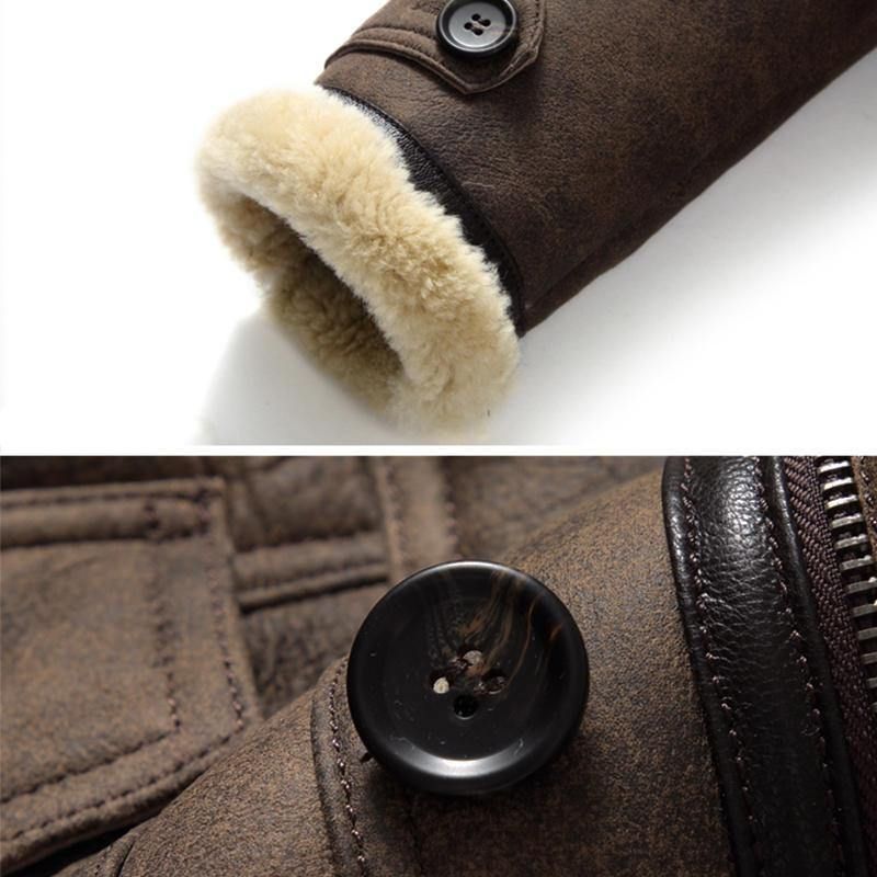 Charmkpr Miesten Biker-Takki Big Pocket Shearling Keinonahkaa