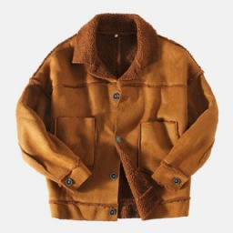 Miesten Vintage Fleece Pitkähihaiset Kaksinkertaiset Isot Taskut