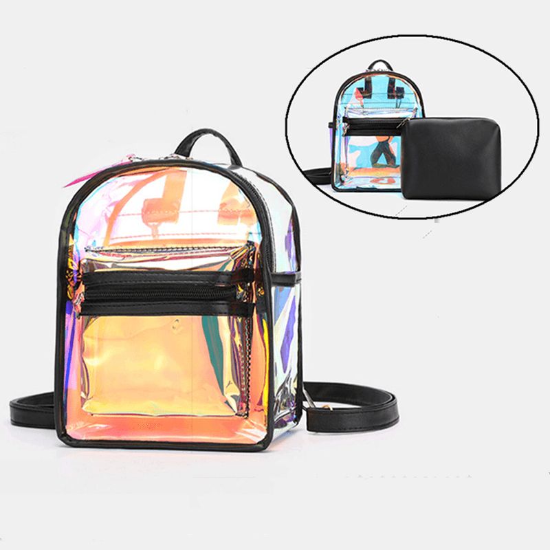 Naisten 2 Kpl Läpinäkyvä Jelly Multi-Carry Mini Reppu Crossbody Bag Käsilaukku