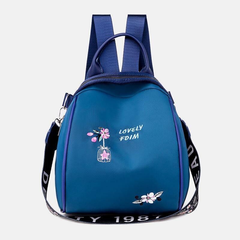 Naisten Oxford Vedenpitävä Embroidery Etninen Multi-Carry Reppu