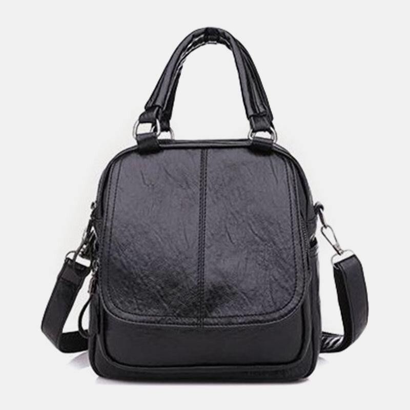 Naisten Pu-Nahkainen Multi-Carry Vintage Vedenpitävä Crossbody Laukku Olkalaukku Reppu