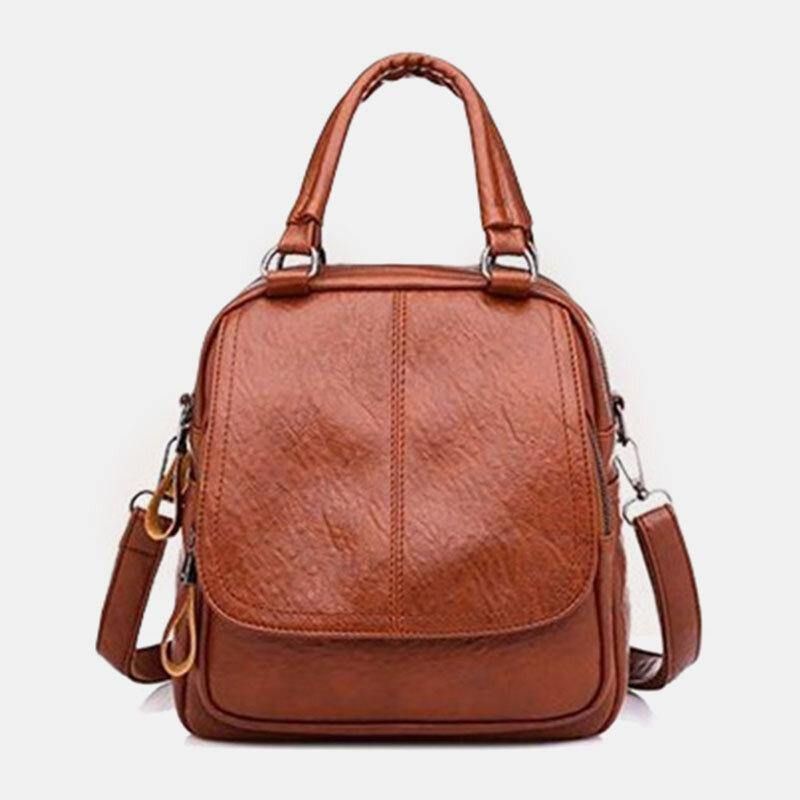 Naisten Pu-Nahkainen Multi-Carry Vintage Vedenpitävä Crossbody Laukku Olkalaukku Reppu