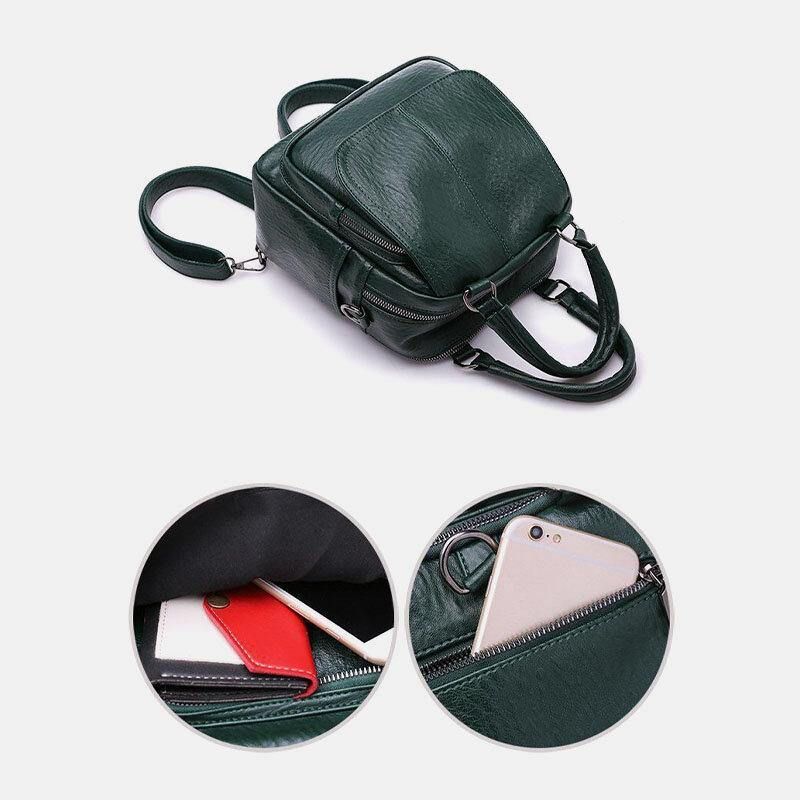 Naisten Pu-Nahkainen Multi-Carry Vintage Vedenpitävä Crossbody Laukku Olkalaukku Reppu