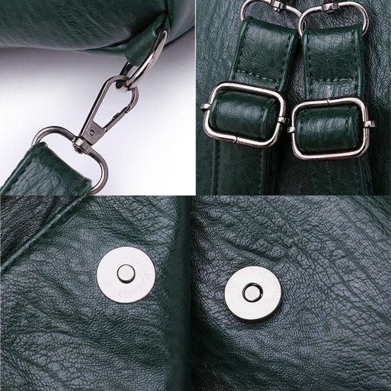 Naisten Pu-Nahkainen Multi-Carry Vintage Vedenpitävä Crossbody Laukku Olkalaukku Reppu