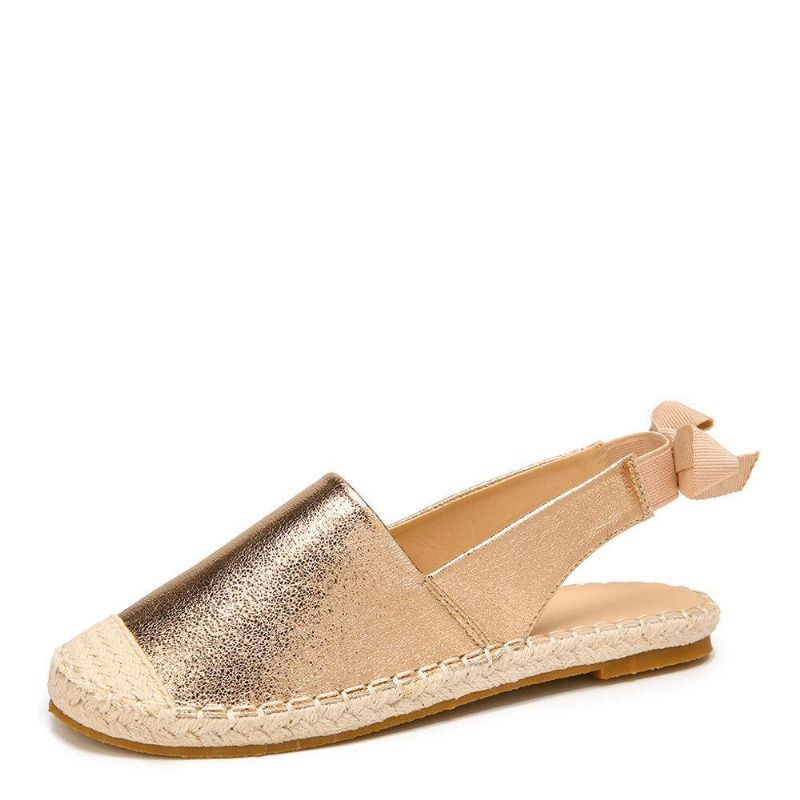 Naisten Rento Umpivarvas Bowknot Heel Espadrille Splicing Tasaiset Kengät Kalastajan Sandaalit