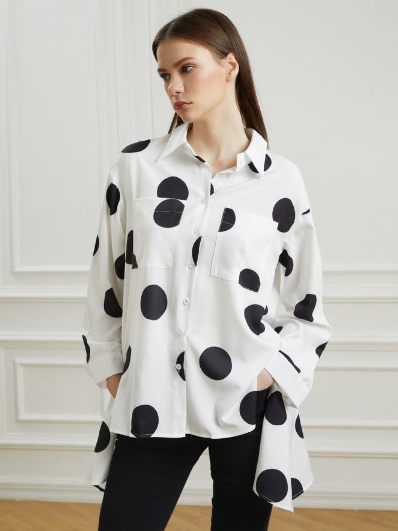 Paitakaulus Polka Dots Shift Elegant Top