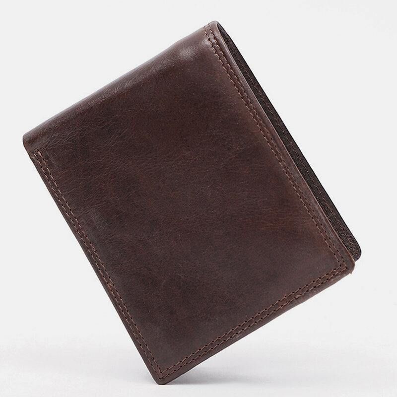 Miesten Aito Nahka Rfid Varkaudenesto Vintage Lyhyt Monikorttipaikka Korttikotelo Kolikkokukkaro Bifold Money Clip Lompakot