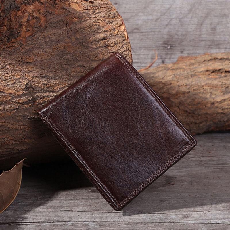 Miesten Aito Nahka Rfid Varkaudenesto Vintage Lyhyt Monikorttipaikka Korttikotelo Kolikkokukkaro Bifold Money Clip Lompakot