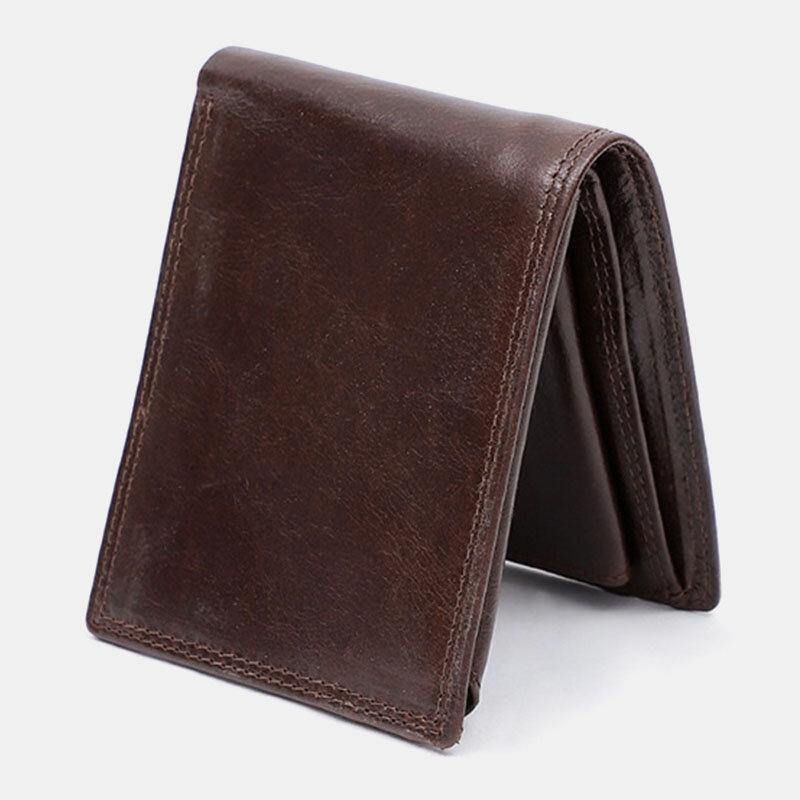 Miesten Aito Nahka Rfid Varkaudenesto Vintage Lyhyt Monikorttipaikka Korttikotelo Kolikkokukkaro Bifold Money Clip Lompakot