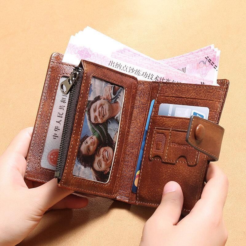 Miesten Aitoa Nahkaa Monitoiminen Suuri Kapasiteetti Retro Lehmännahkainen Korttipidike Money Clip Kolikko Kukkaro Lompakko