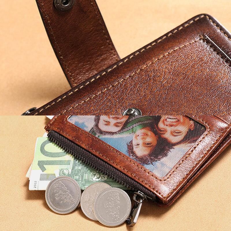 Miesten Aitoa Nahkaa Monitoiminen Suuri Kapasiteetti Retro Lehmännahkainen Korttipidike Money Clip Kolikko Kukkaro Lompakko