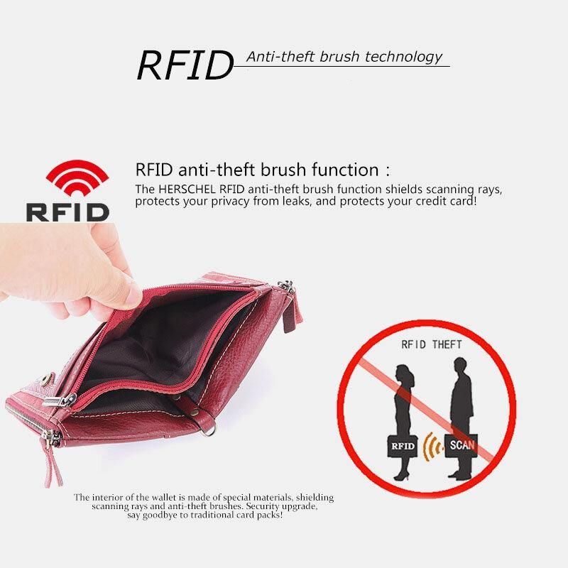 Miesten Aitoa Nahkaa Oleva Rfid-Esto Varkaudenesto Retro Business Double Vetoketjullinen Korttikotelo