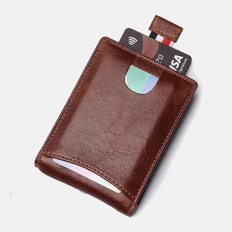 Miesten Aitoa Nahkaa Vintage Business Lehmännahkainen Rfid Monikorttipaikka Money Clip Korttikotelo Lompakko