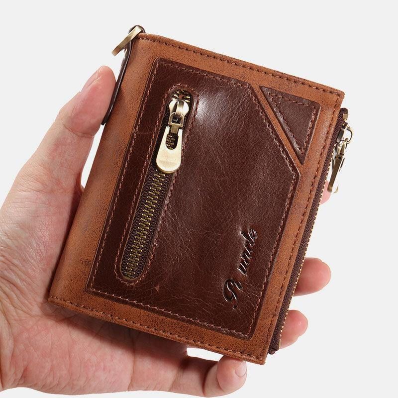 Miesten Bifold Rfid Varkaudenesto Aitoa Nahkaa Lompakot Lyhyet Isokokoiset Usean Kortin Korttipaikka Kolikkokukkaro Money Clip