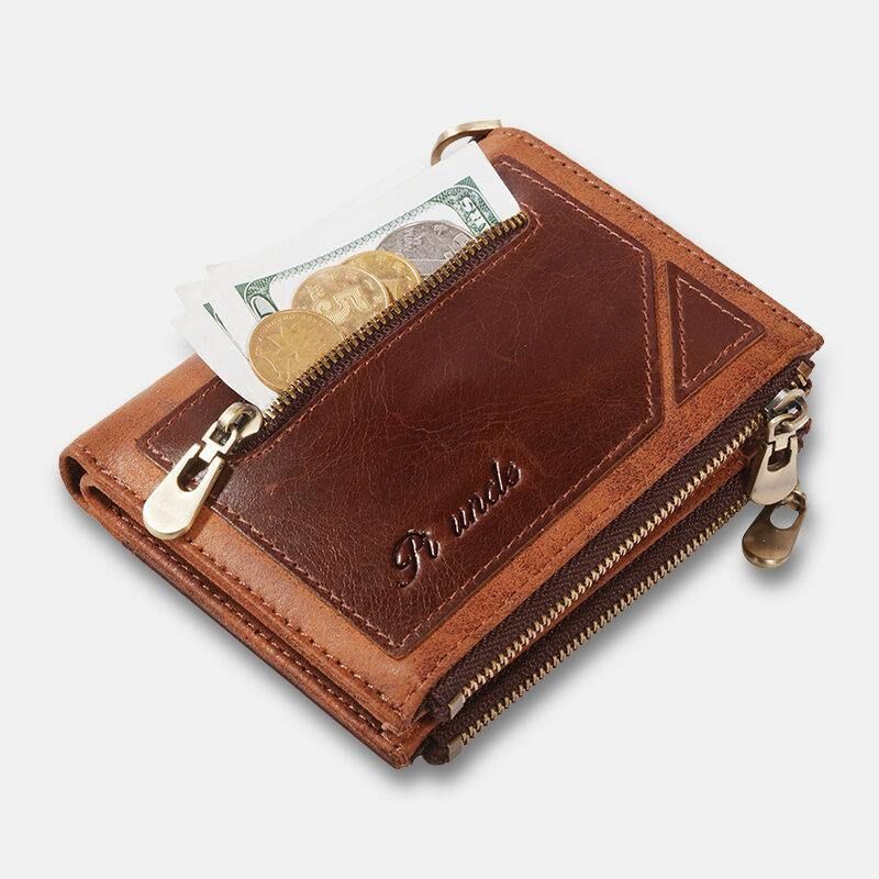 Miesten Bifold Rfid Varkaudenesto Aitoa Nahkaa Lompakot Lyhyet Isokokoiset Usean Kortin Korttipaikka Kolikkokukkaro Money Clip