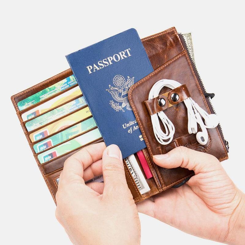 Miesten Rfid Aitoa Nahkaa Estävä Varkaudenesto Passport Kirjekuori Lompakko Monikorttilompakko