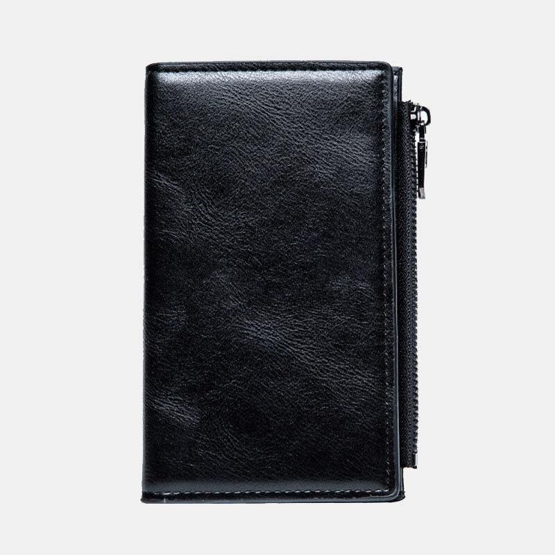 Miesten Tekonahka Retro Business Multi-Slot Hand Carry Card Holder Lompakko Kytkin Kukkaro