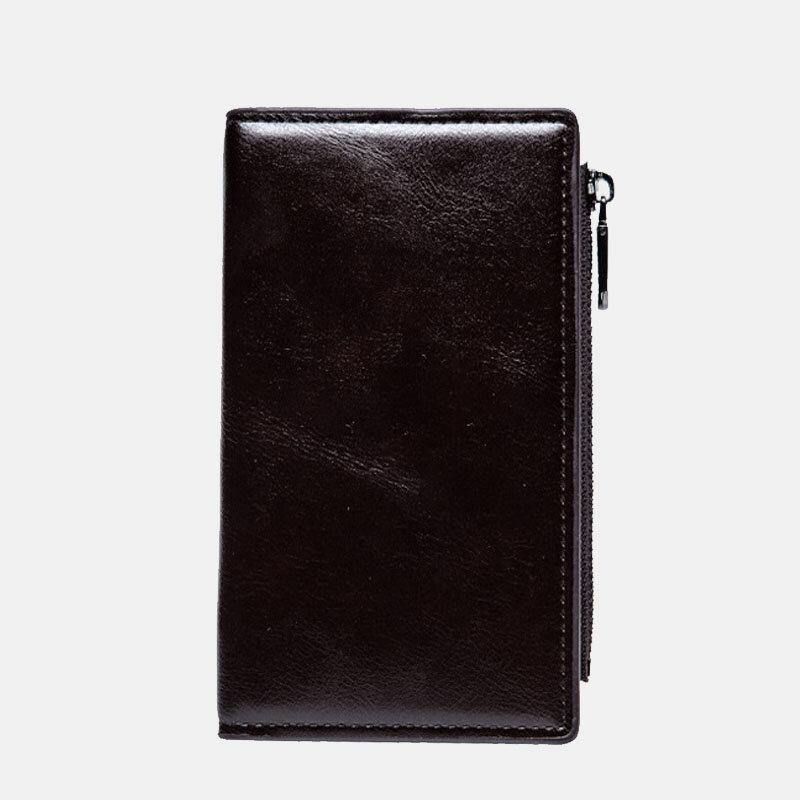 Miesten Tekonahka Retro Business Multi-Slot Hand Carry Card Holder Lompakko Kytkin Kukkaro