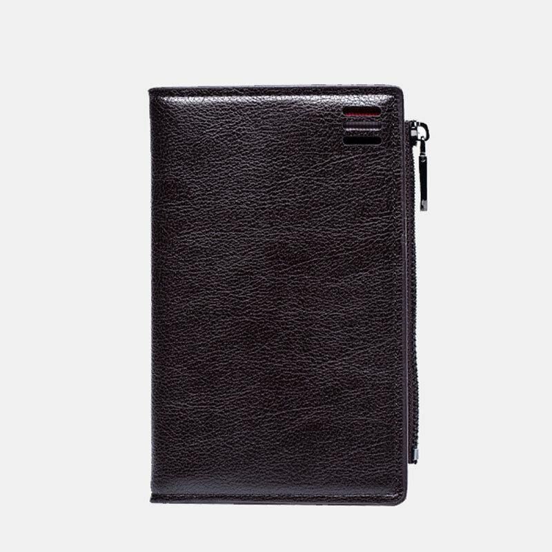 Miesten Tekonahka Retro Business Multi-Slot Hand Carry Card Holder Lompakko Kytkin Kukkaro