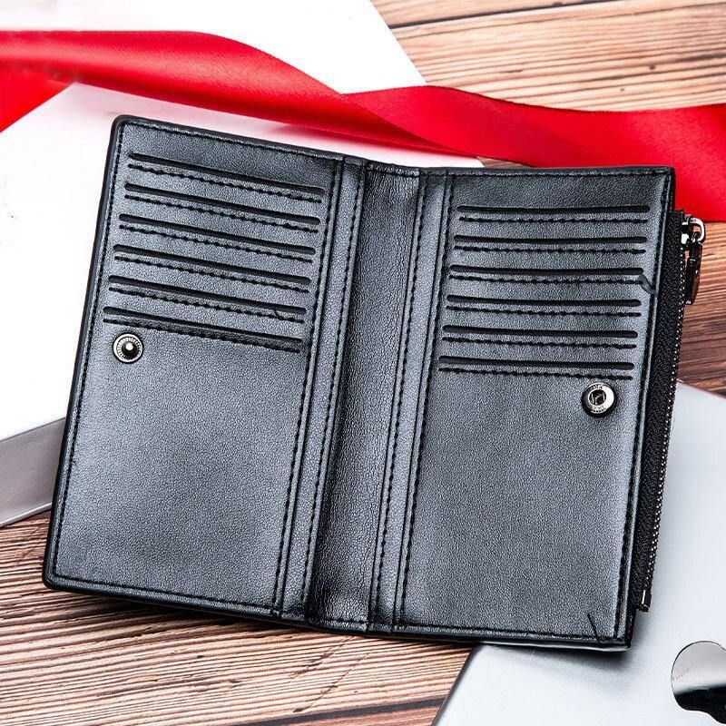 Miesten Tekonahka Retro Business Multi-Slot Hand Carry Card Holder Lompakko Kytkin Kukkaro