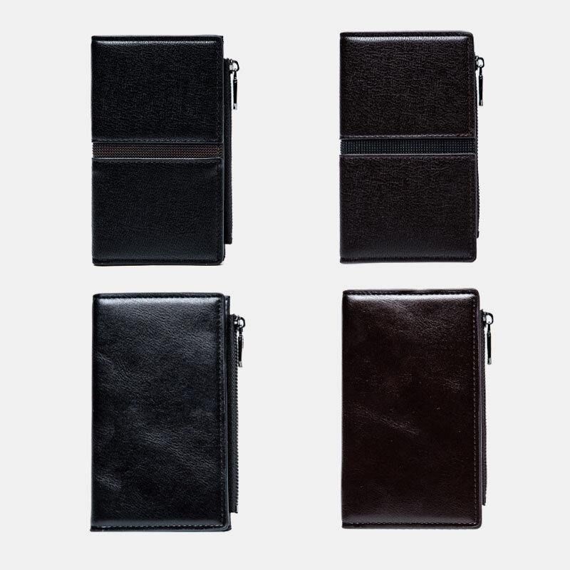 Miesten Tekonahka Retro Business Multi-Slot Hand Carry Card Holder Lompakko Kytkin Kukkaro