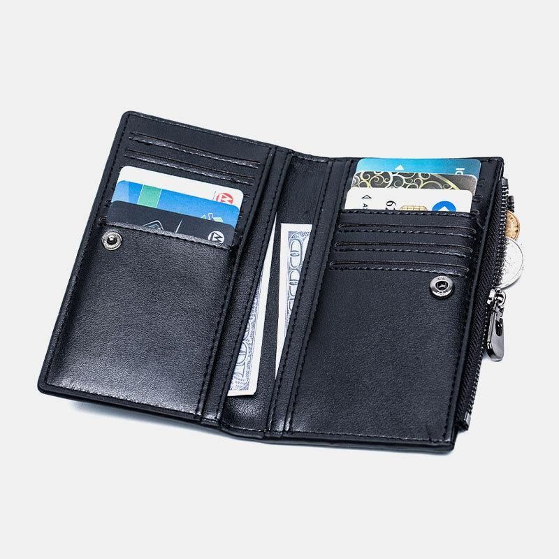 Miesten Tekonahka Retro Business Multi-Slot Hand Carry Card Holder Lompakko Kytkin Kukkaro