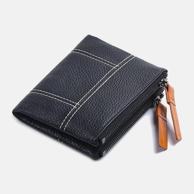 Naisten Aitoa Nahkaa Bifold Hasp Vetoketju Lyhyt Multi-Card Slot Kolikko Kukkaro Money Clip Lompakko