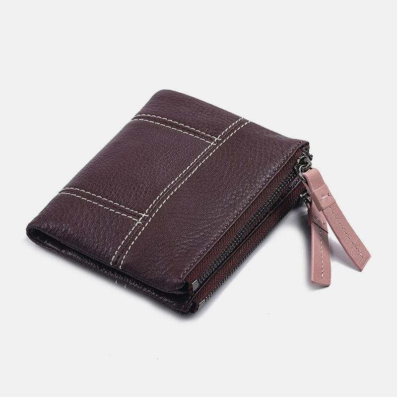 Naisten Aitoa Nahkaa Bifold Hasp Vetoketju Lyhyt Multi-Card Slot Kolikko Kukkaro Money Clip Lompakko