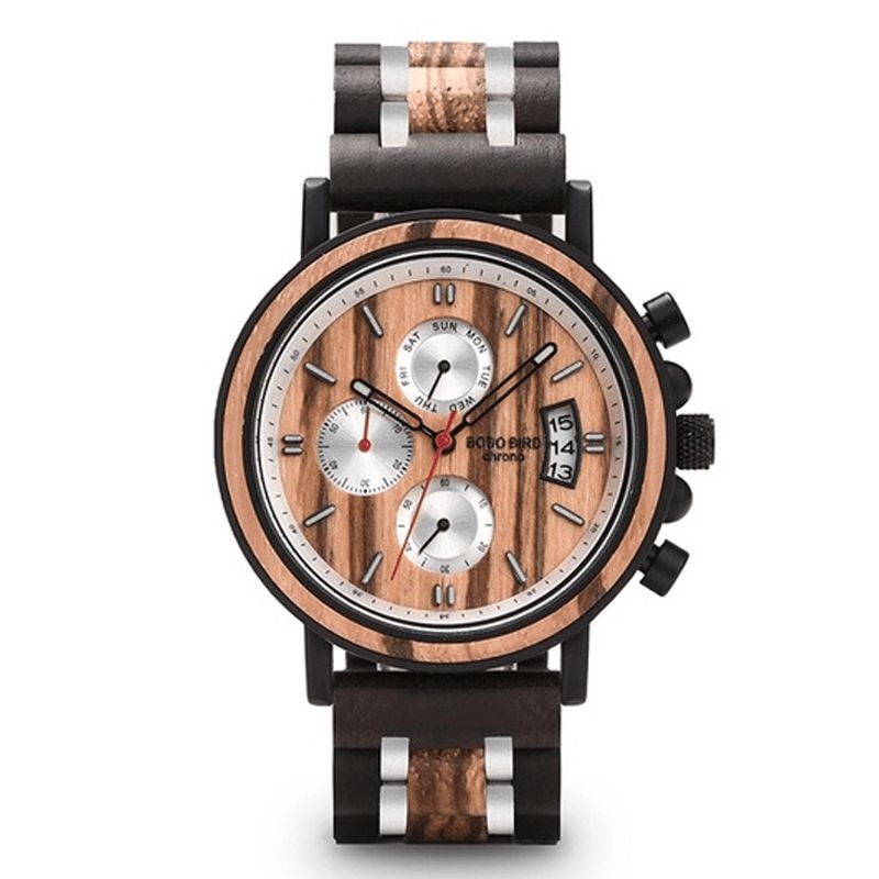 Bobo Bird Ns18-3 Kalenteri Miesten Rannekello Kronografi Puinen Creative Quartz Watch