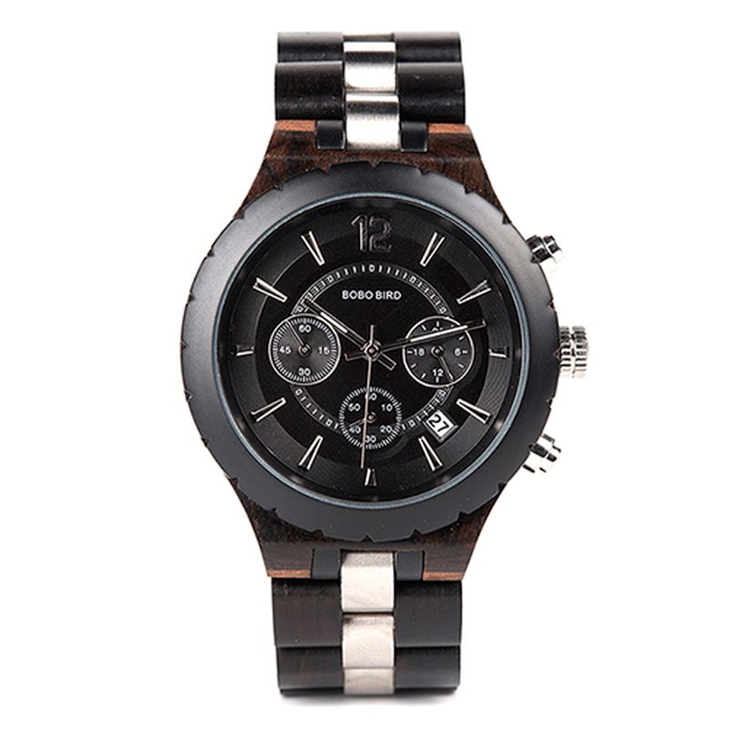 Bobo Bird R22 Ultra Thin Chronograph Miesten Rannekello Puinen Creative Quartz Watch